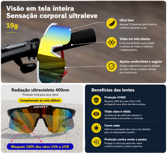 Óculos de Ciclismo UV400 Antifog | Proteção Solar