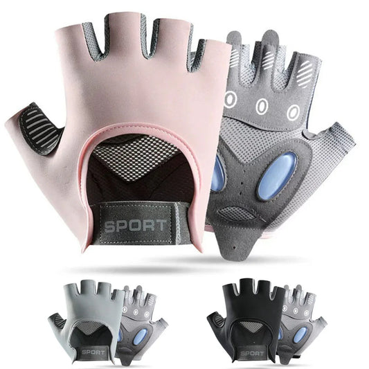 Luvas Esportivas para Ciclismo e Academia com Meio Dedo, Antiderrapantes e Absorção de Impacto