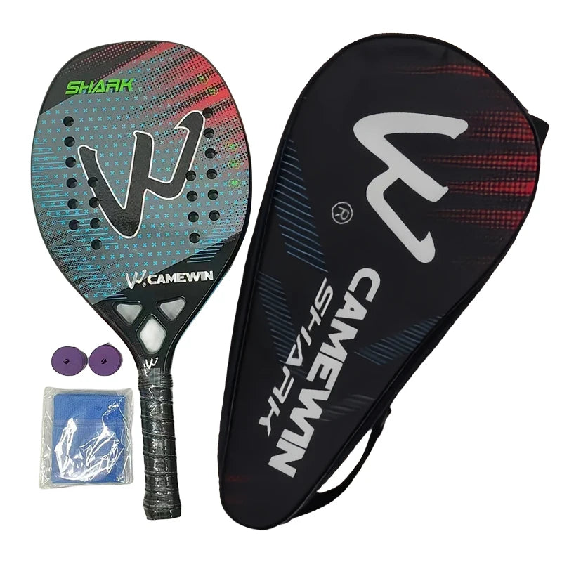 Raquete de Beach Tennis Camewin 3K Fibra de Carbono | Superfície Áspera para Mais Efeito e Controle
