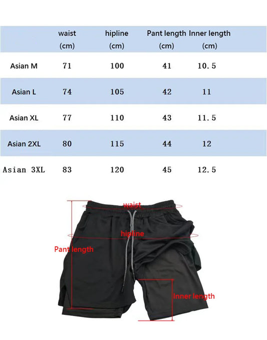 Shorts Esportivo Masculino 2 em 1 com Compressão, Respirável e Secagem Rápida para Academia e Corrida