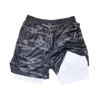 Shorts Esportivo Masculino 2 em 1 com Compressão, Respirável e Secagem Rápida para Academia e Corrida