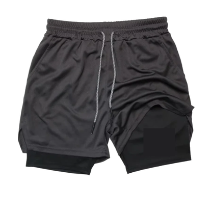Shorts Esportivo Masculino 2 em 1 com Compressão, Respirável e Secagem Rápida para Academia e Corrida