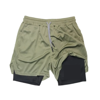 Shorts Esportivo Masculino 2 em 1 com Compressão, Respirável e Secagem Rápida para Academia e Corrida