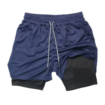 Shorts Esportivo Masculino 2 em 1 com Compressão, Respirável e Secagem Rápida para Academia e Corrida