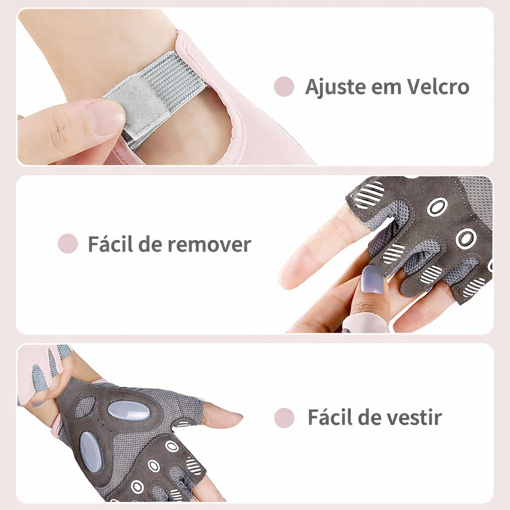 Luvas Esportivas para Ciclismo e Academia com Meio Dedo, Antiderrapantes e Absorção de Impacto