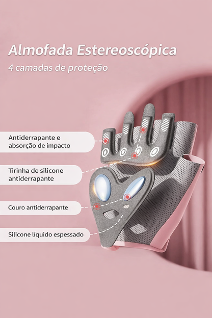 Luvas Esportivas para Ciclismo e Academia com Meio Dedo, Antiderrapantes e Absorção de Impacto