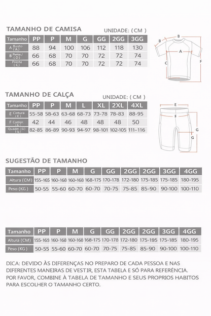 Conjunto de Ciclismo Team Camisa + Bretelle
