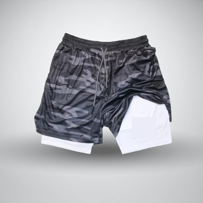Shorts Esportivo Masculino 2 em 1 com Compressão, Respirável e Secagem Rápida para Academia e Corrida