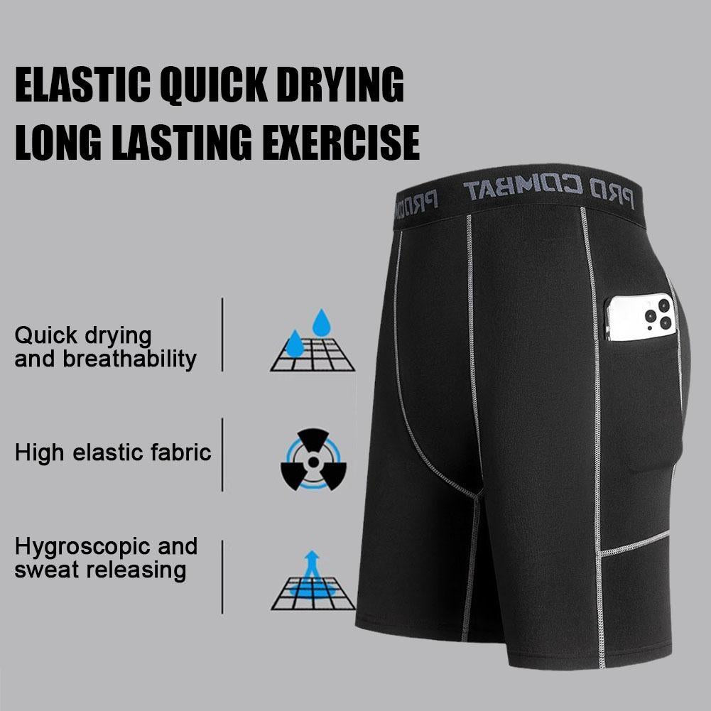 Short Masculino de Compressão com Bolso | Dry Fit, Respirável e Ideal para Corrida, Academia e Ciclismo