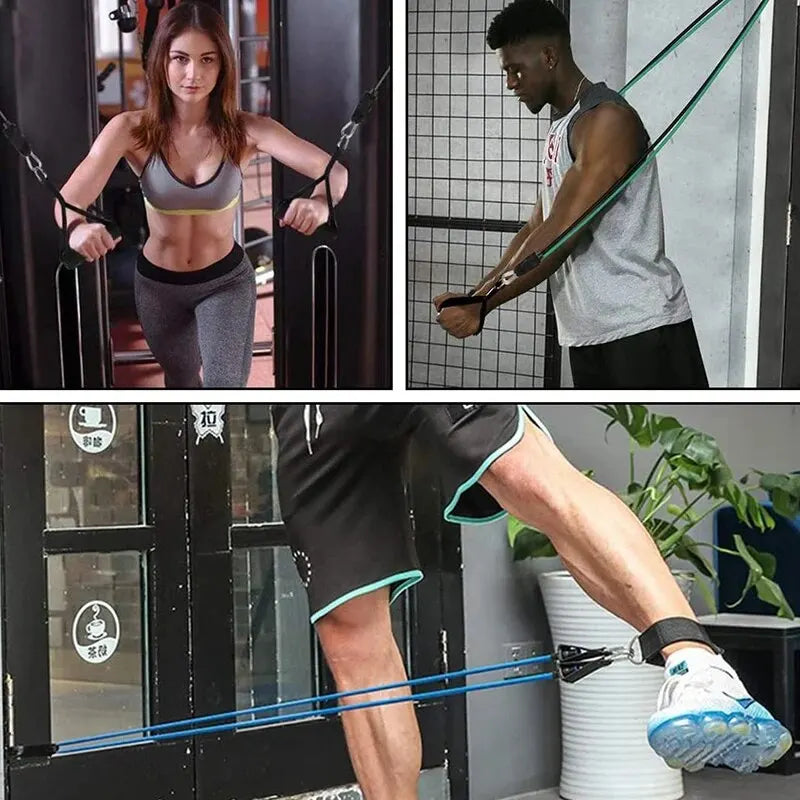 Kit Faixas Elásticas de Resistência com Pegadores | Treino Muscular, Academia em Casa e Exercícios Funcionais