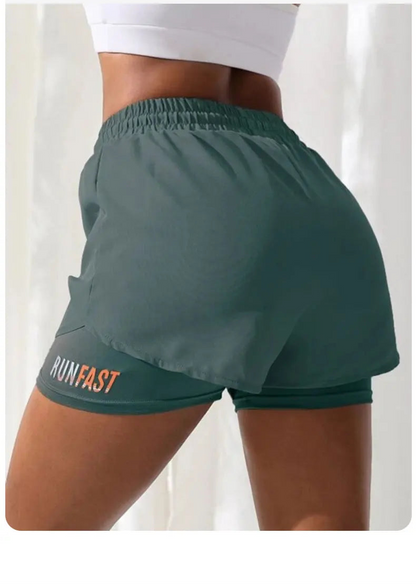 Shorts Feminino Cintura Alta Fitness 2 em 1 – Conforto e Estilo para Treino e Corrida