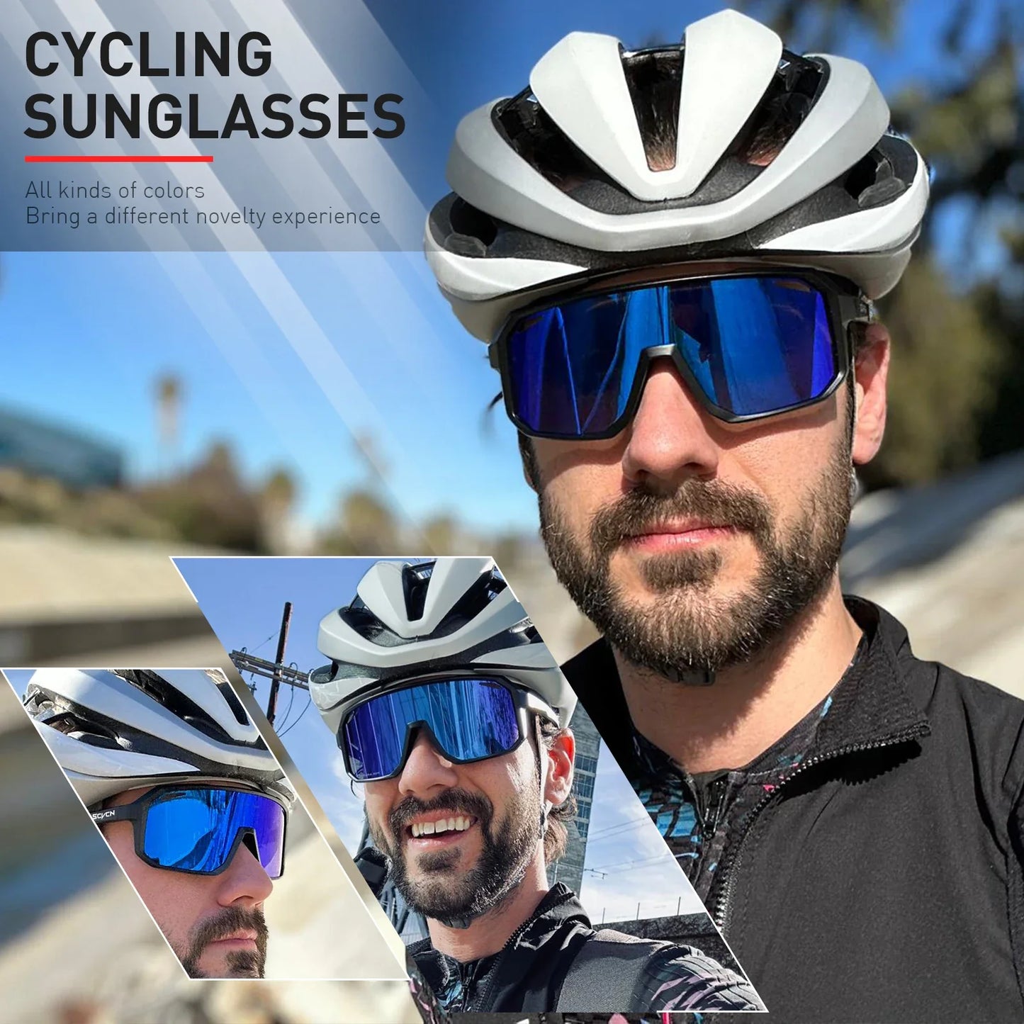 Óculos de Ciclismo SCVCN UV400 para Bike, Corrida e Esportes