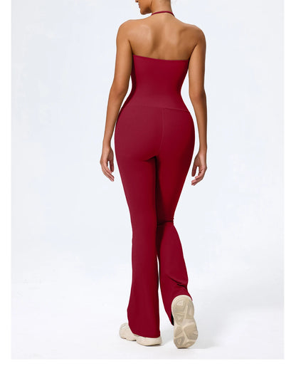 Macacão Fitness Feminino Flare Costas Abertas