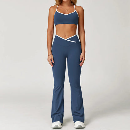 Conjunto Fitness Feminino 2 Peças Flare | Top e Calça Cintura Alta
