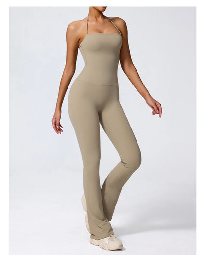 Macacão Fitness Feminino Flare Costas Abertas