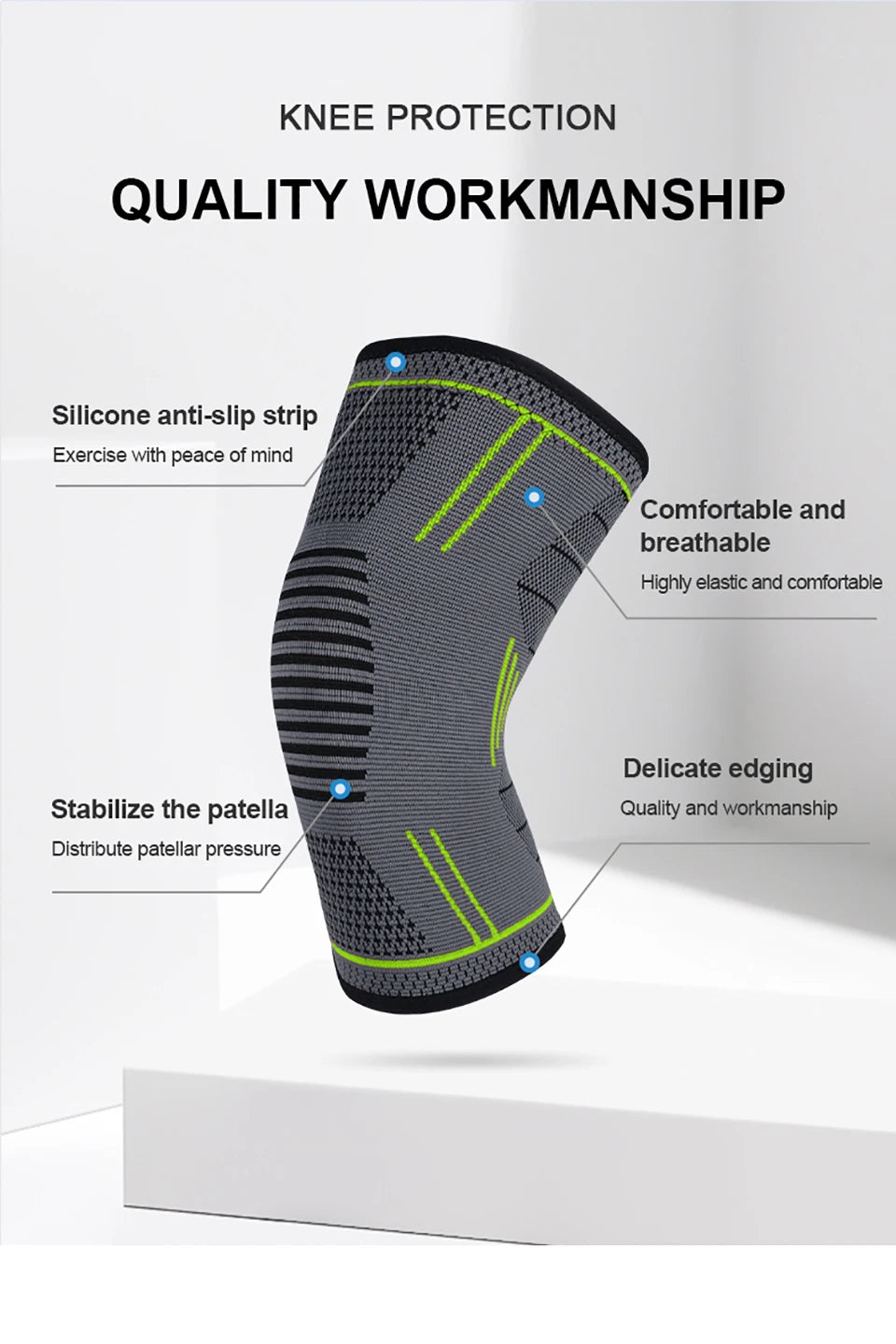 Joelheira Esportiva de Compressão Alta Elasticidade | Proteção, Absorção de Impacto e Suporte para Treinos e Esportes