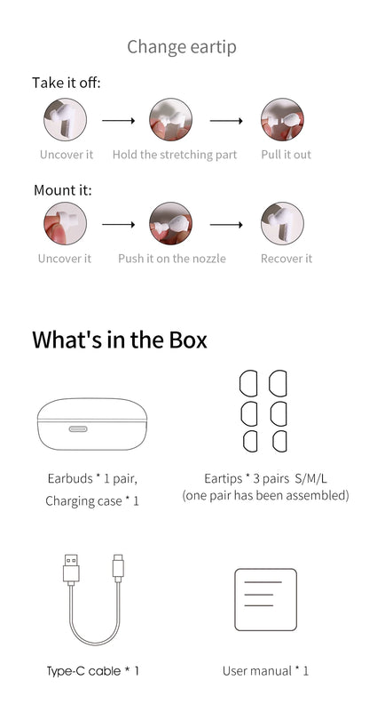 QCY HT05 ANC Wireless Earphone 40dB Noise Cancelling Bluetooth 5.2 Headphone 6 Mic ENC HD Call TWS Earbuds Transparency Mode