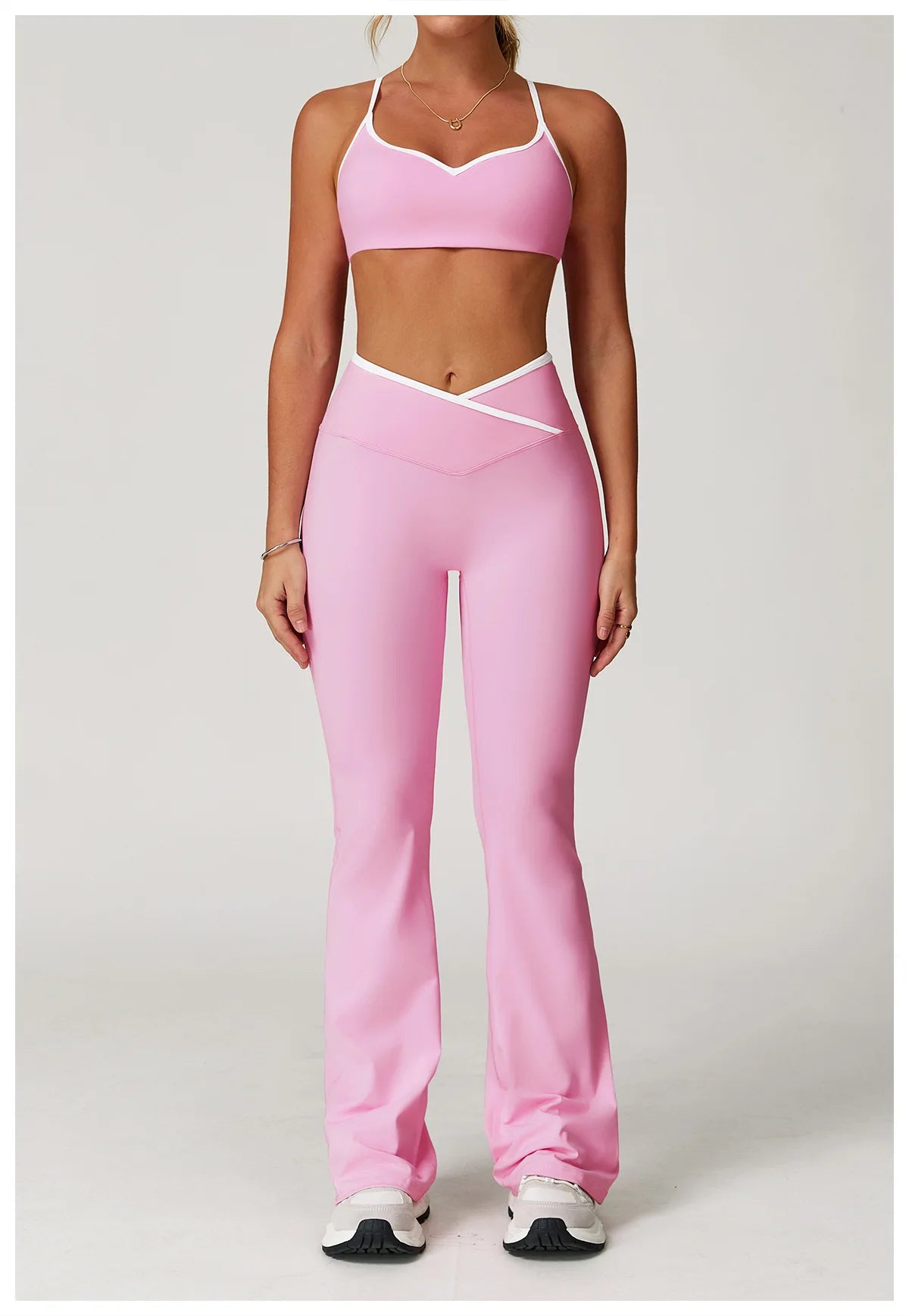 Conjunto Fitness Feminino 2 Peças Flare | Top e Calça Cintura Alta