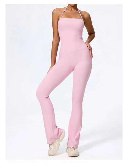 Macacão Fitness Feminino Flare Costas Abertas