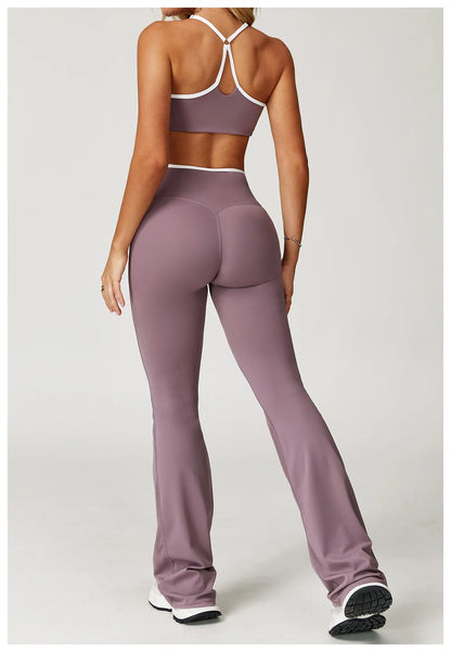 Conjunto Fitness Feminino 2 Peças Flare | Top e Calça Cintura Alta