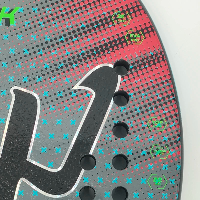 Raquete de Beach Tennis Camewin 3K Fibra de Carbono | Superfície Áspera para Mais Efeito e Controle