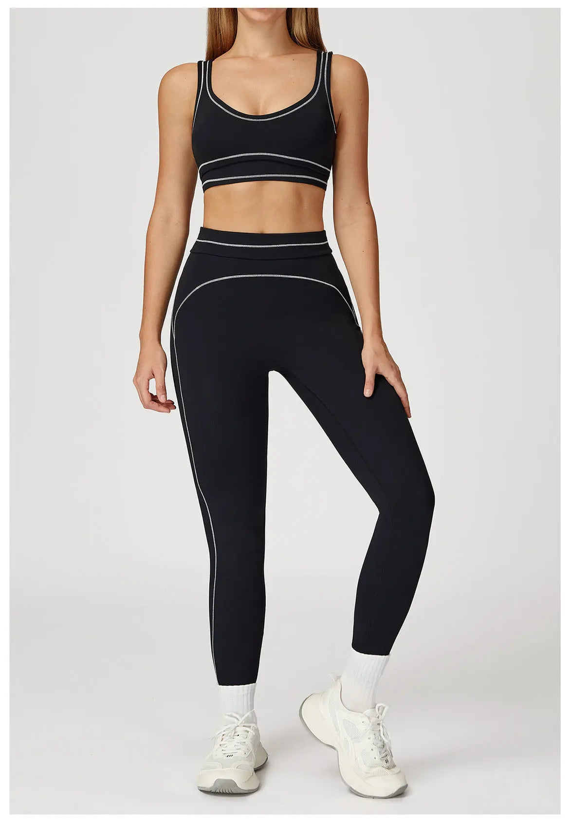 Conjunto Fitness Feminino 2 Peças | Top Esportivo e Shorts Cintura Alta