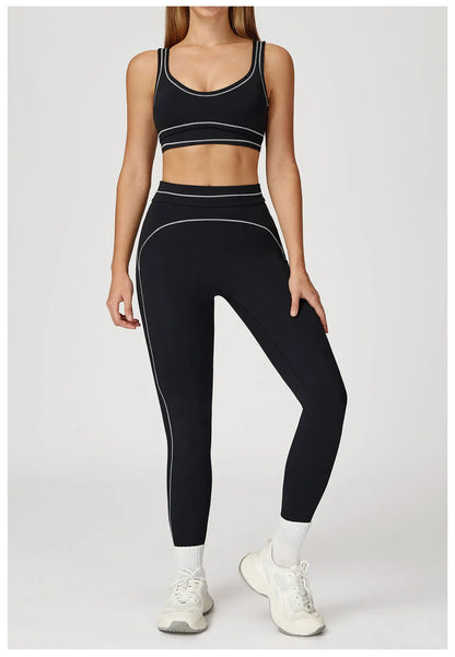 Conjunto Fitness Feminino 2 Peças | Top Esportivo e Shorts Cintura Alta