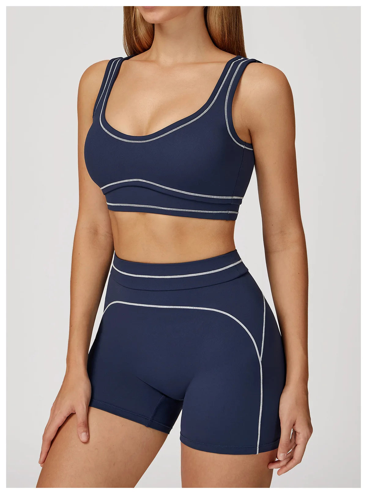 Conjunto Fitness Feminino 2 Peças | Top Esportivo e Shorts Cintura Alta