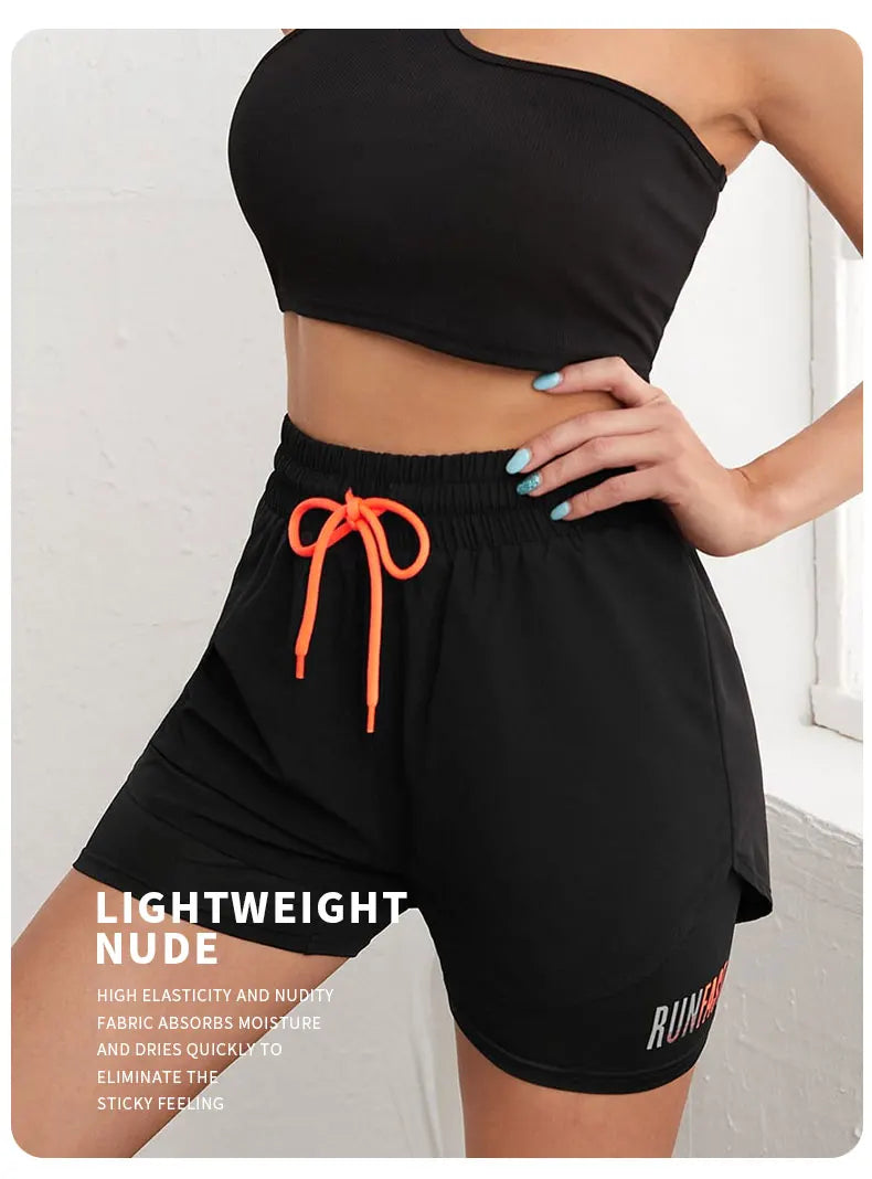 Shorts Feminino Cintura Alta Fitness 2 em 1 – Conforto e Estilo para Treino e Corrida