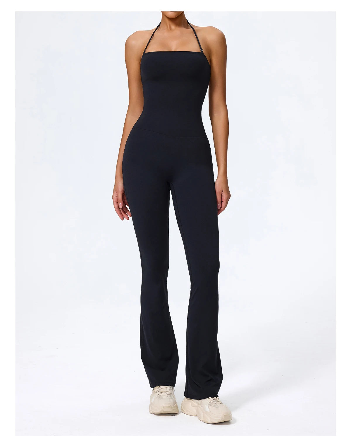 Macacão Fitness Feminino Flare Costas Abertas