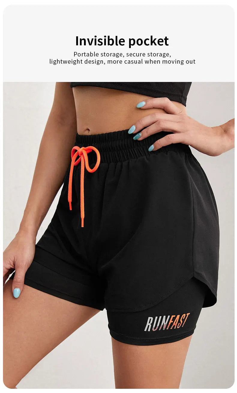 Shorts Feminino Cintura Alta Fitness 2 em 1 – Conforto e Estilo para Treino e Corrida