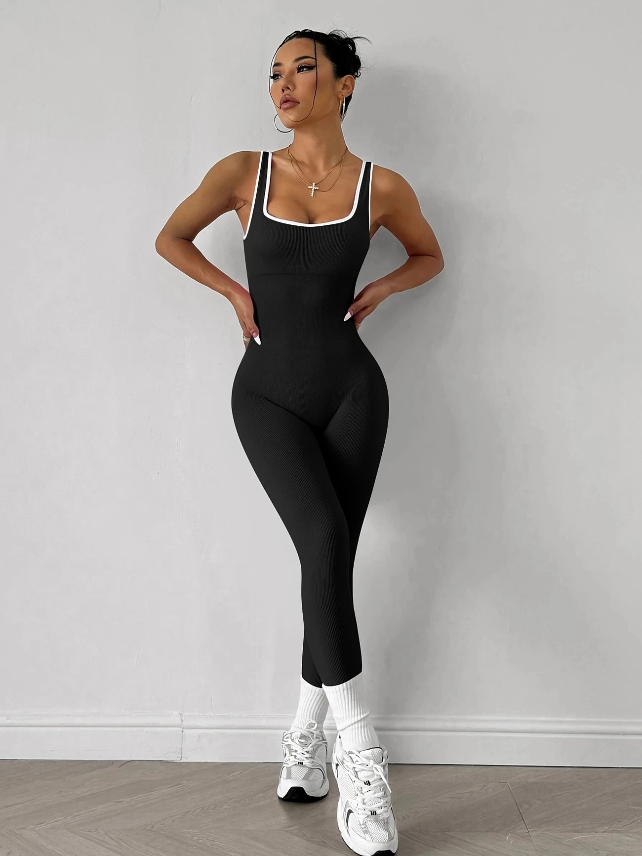 Macacão Fitness Feminino Seamless Canelado | Peça Única para Academia, Yoga, Pilates e Treinos