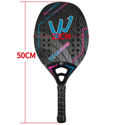 Raquete de Beach Tennis Camewin 3K Carbono Full | Superfície Áspera para Mais Efeito, Controle e Potência