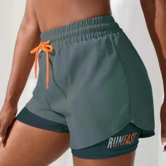 Shorts Feminino Cintura Alta Fitness 2 em 1 – Conforto e Estilo para Treino e Corrida