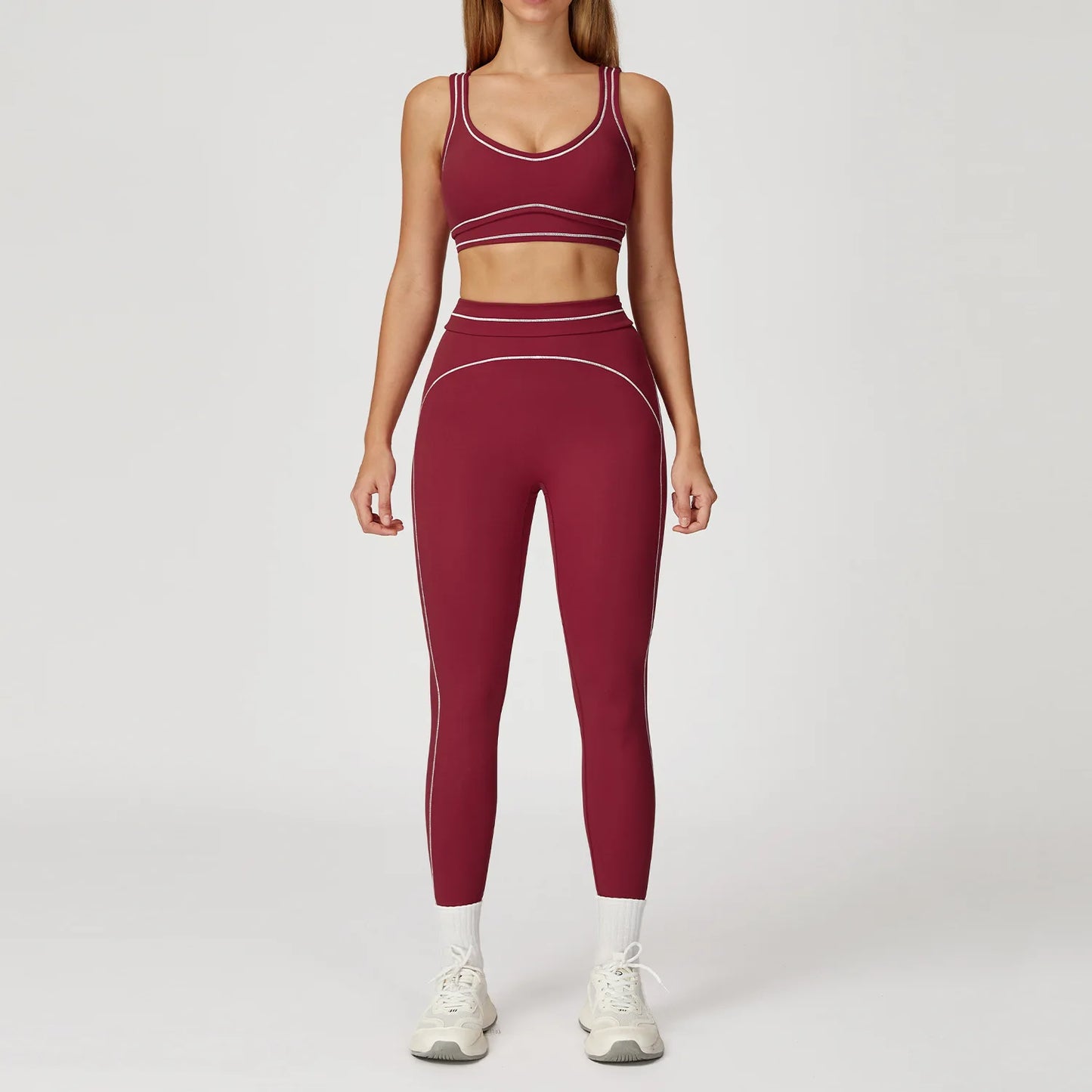 Conjunto Fitness Feminino 2 Peças | Top Esportivo e Shorts Cintura Alta