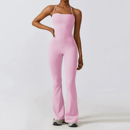 Macacão Fitness Feminino Flare Costas Abertas