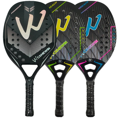 Raquete de Beach Tennis Camewin 3K Carbono Full | Superfície Áspera para Mais Efeito, Controle e Potência