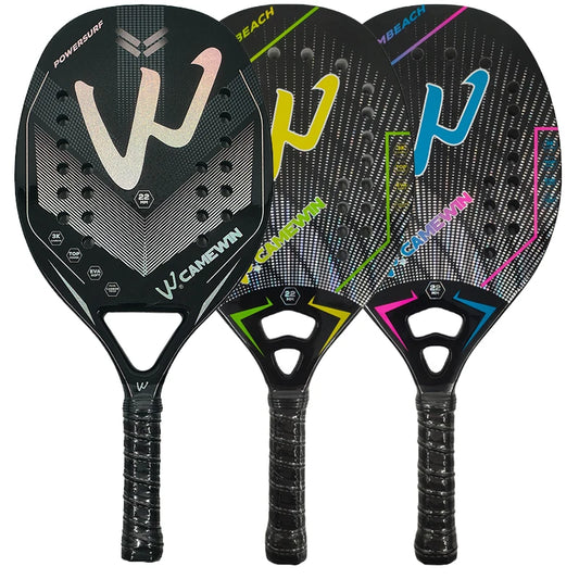Raquete de Beach Tennis Camewin 3K Carbono Full | Superfície Áspera para Mais Efeito, Controle e Potência