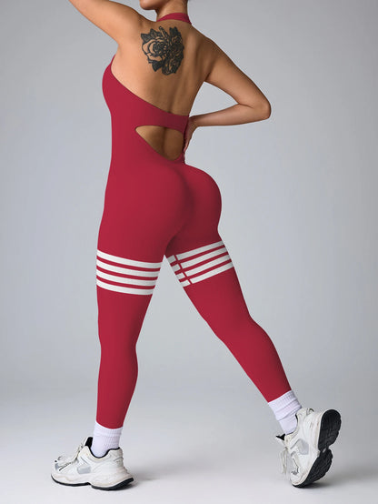 Macacão Fitness Feminino Costas Abertas | Efeito Empina Bumbum, Modelagem Ajustada e Conforto para Academia e Yoga