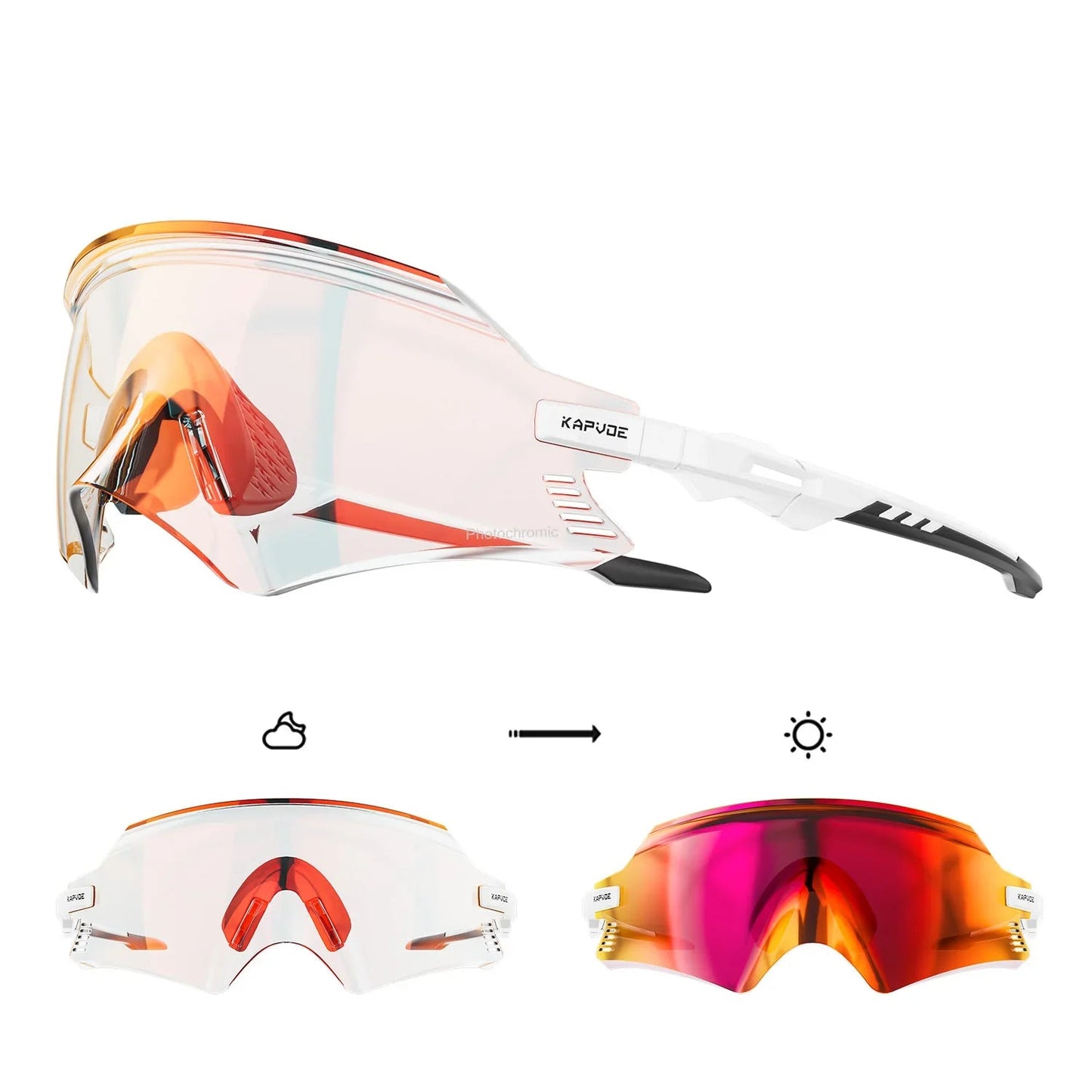 Óculos de Ciclismo KPV Fotocromático UV400 para Bike, Corrida