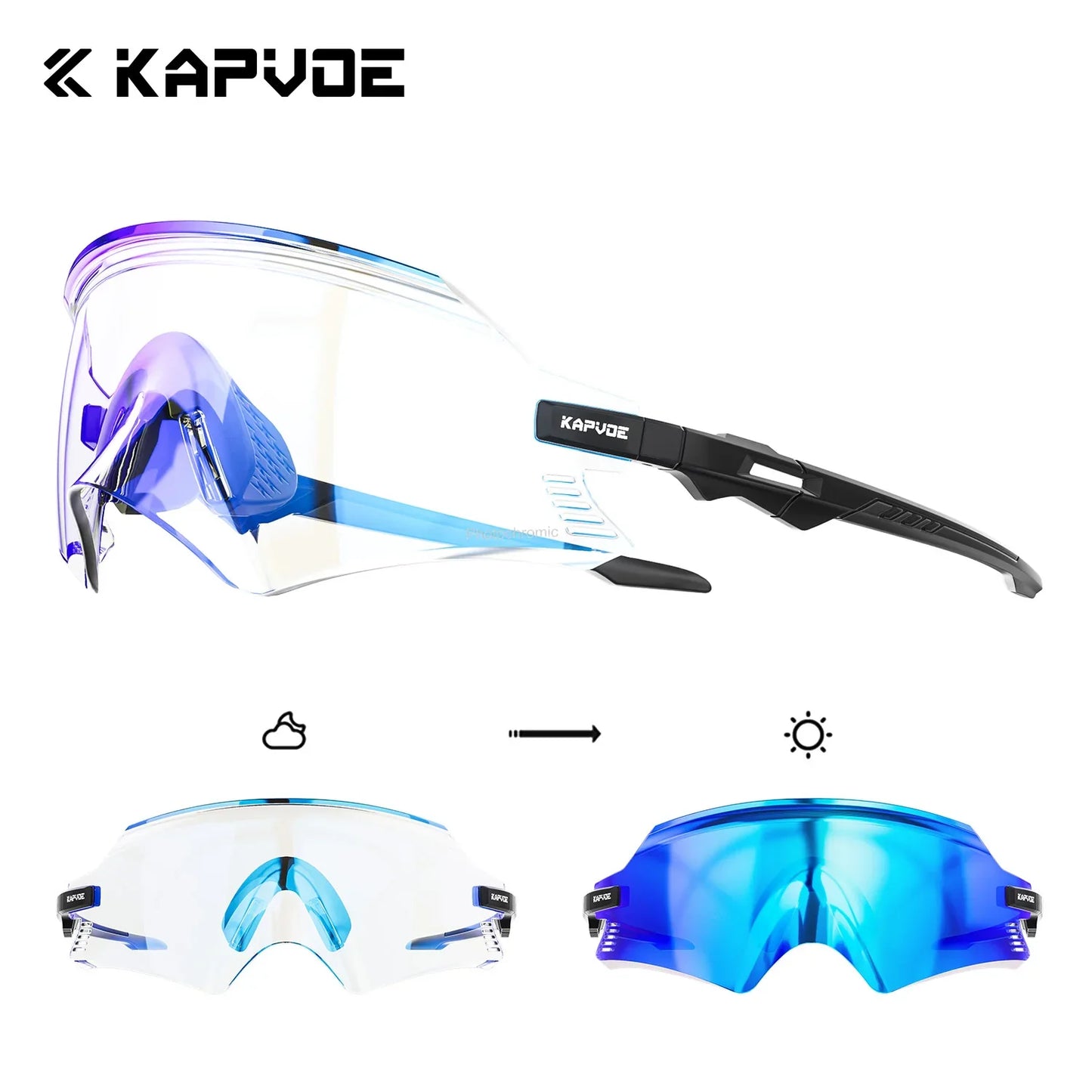 Óculos de Ciclismo KPV Fotocromático UV400 para Bike, Corrida