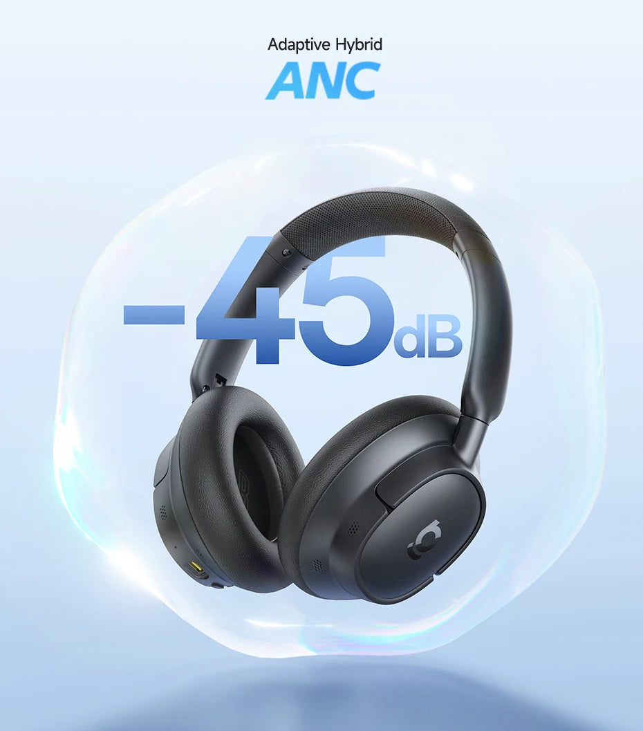 Fones sem fio com cancelamento de ruído híbrido adaptativo