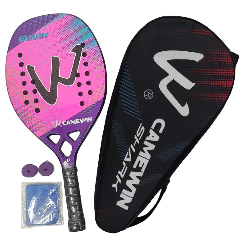 Raquete de Beach Tennis Camewin 3K Fibra de Carbono | Superfície Áspera para Mais Efeito e Controle