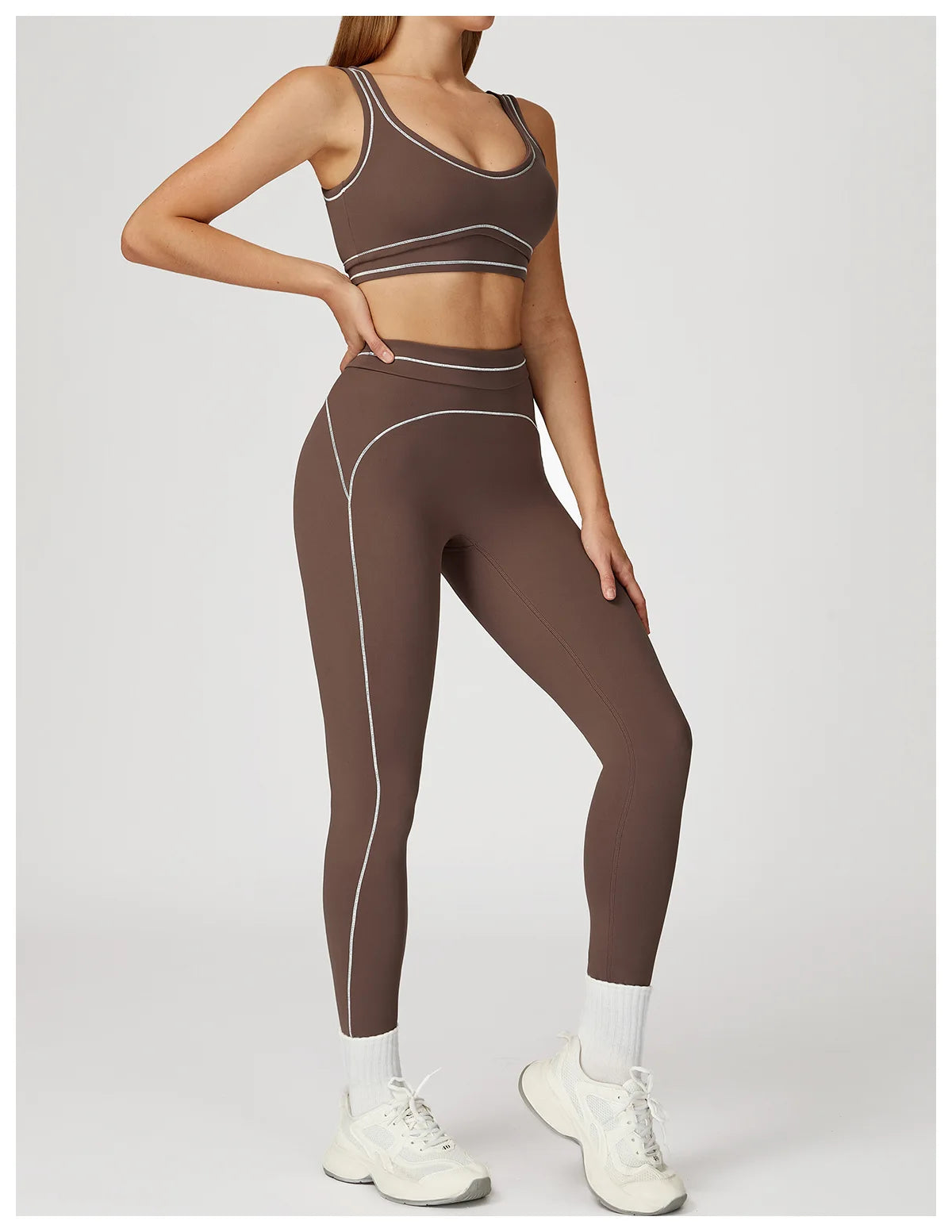 Conjunto Fitness Feminino 2 Peças | Top Esportivo e Shorts Cintura Alta