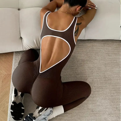 Macacão Fitness Feminino Seamless Canelado | Peça Única para Academia, Yoga, Pilates e Treinos