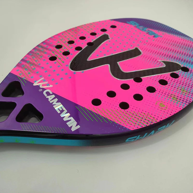 Raquete de Beach Tennis Camewin 3K Fibra de Carbono | Superfície Áspera para Mais Efeito e Controle