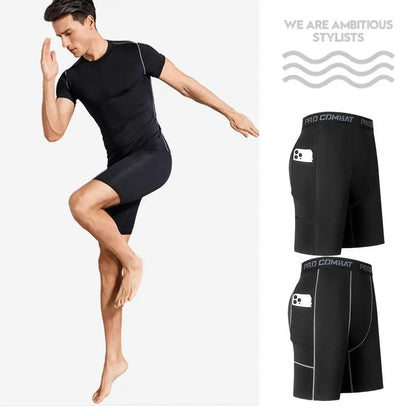 Short Masculino de Compressão com Bolso | Dry Fit, Respirável e Ideal para Corrida, Academia e Ciclismo