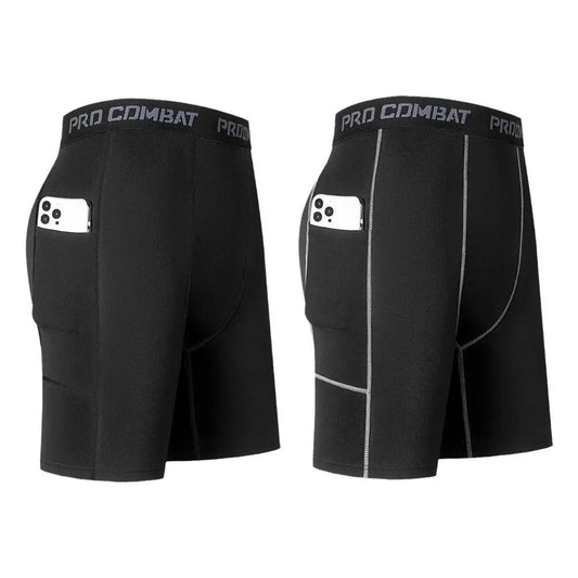 Short Masculino de Compressão com Bolso | Dry Fit, Respirável e Ideal para Corrida, Academia e Ciclismo