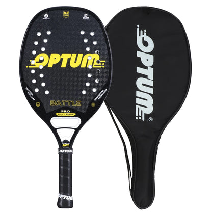 Raquete de Beach Tennis  12K Carbono | Superfície Áspera, Alta Performance e Capa Protetora Inclusa