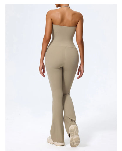 Macacão Fitness Feminino Flare Costas Abertas
